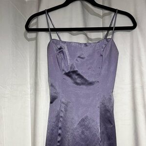 Purple Satin Spaghetti Strap Mini Dress